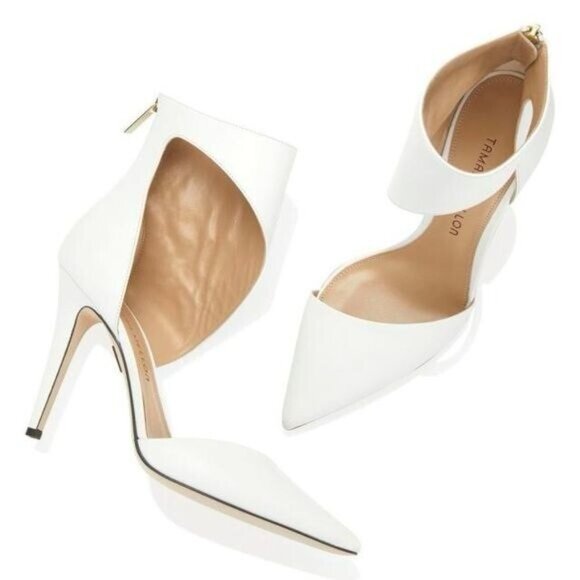 Tamara Mellon / white Belle Capretto leather pumps cutout pointed Heels - Picture 3 of 8